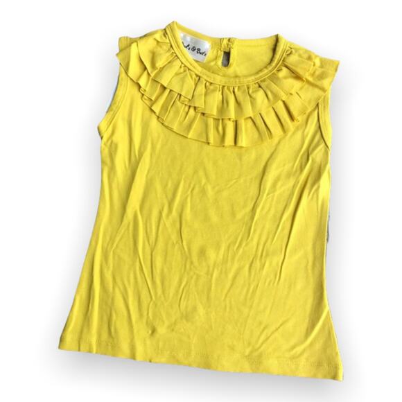 Owl's & Bat's Girls Tank Top Size 4 Yellow Ruffle Neck NEW READ DESCRIPTION - Picture 3 of 7